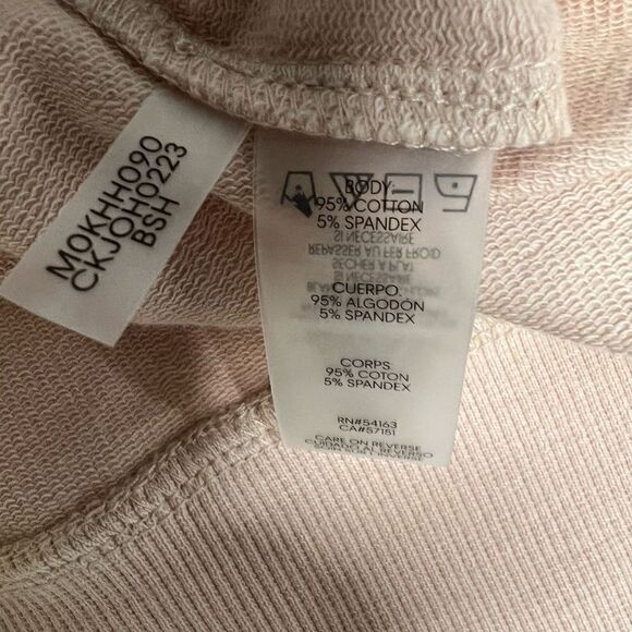 Calvin Klein Sweatshirt Crew Neck Blush Pink Tan Gathered Sleeves CK Logo XS - Picture 9 of 16